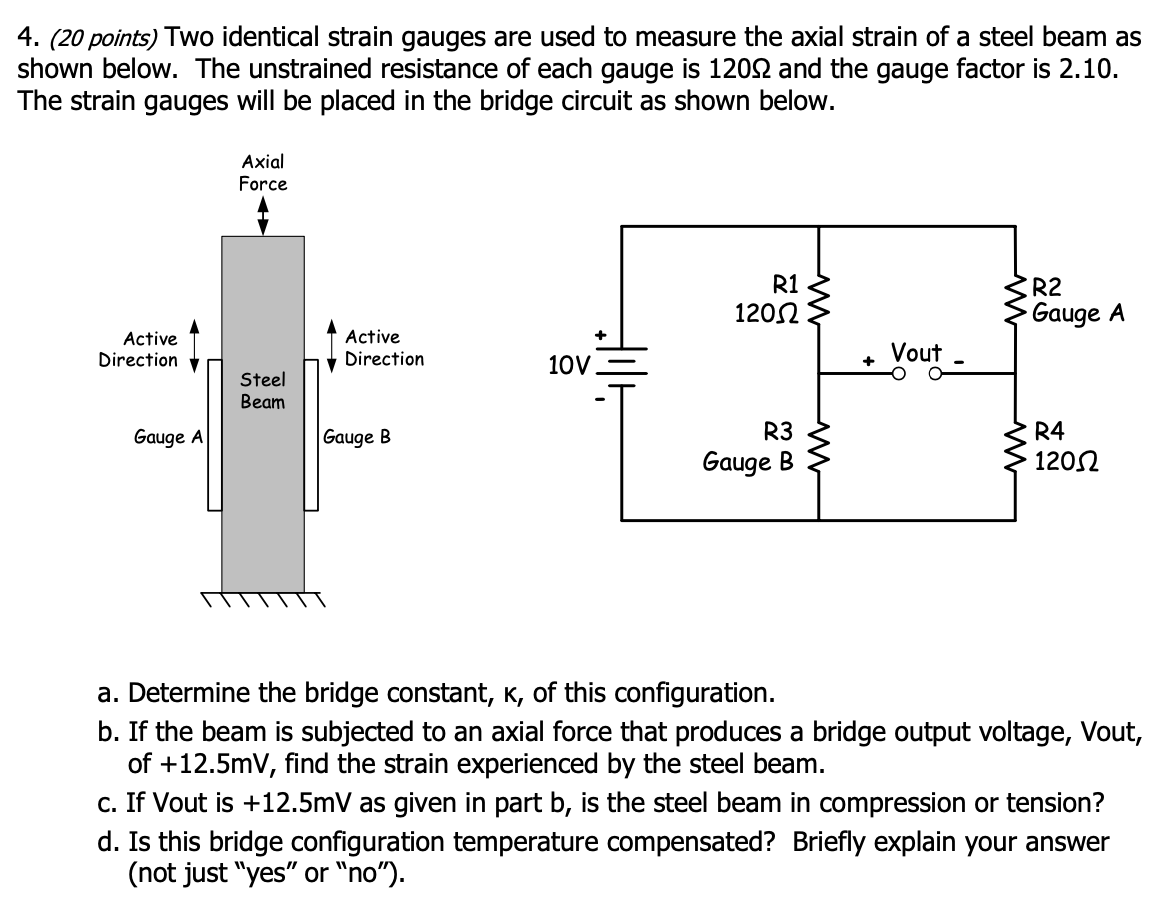 Solved 4. (20 points) Two identical strain gauges are used