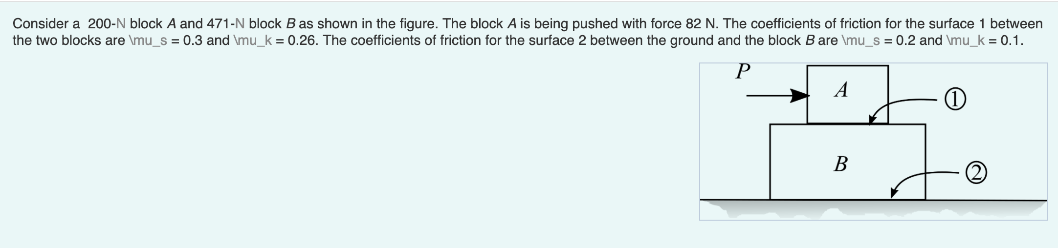 Solved Consider a 200-N block A and 471-N block B as shown | Chegg.com