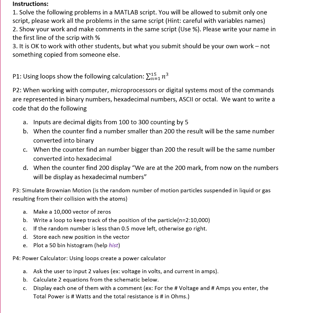 Solved Instructions: 1. Solve the following problems in a | Chegg.com