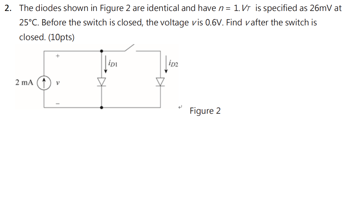 Solved The Diodes Shown In Figure 2 Are Identical And Hav Chegg Com
