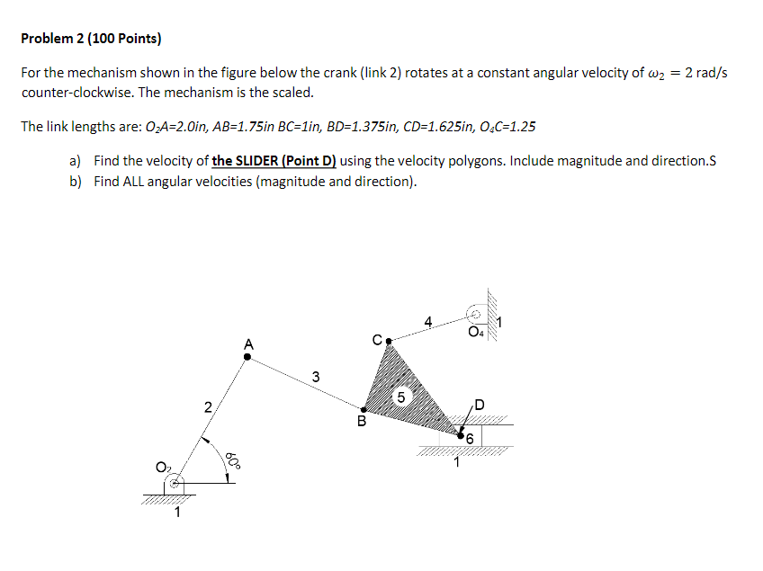 Solved Problem 2 ( 100 ﻿Points)For the mechanism shown in | Chegg.com