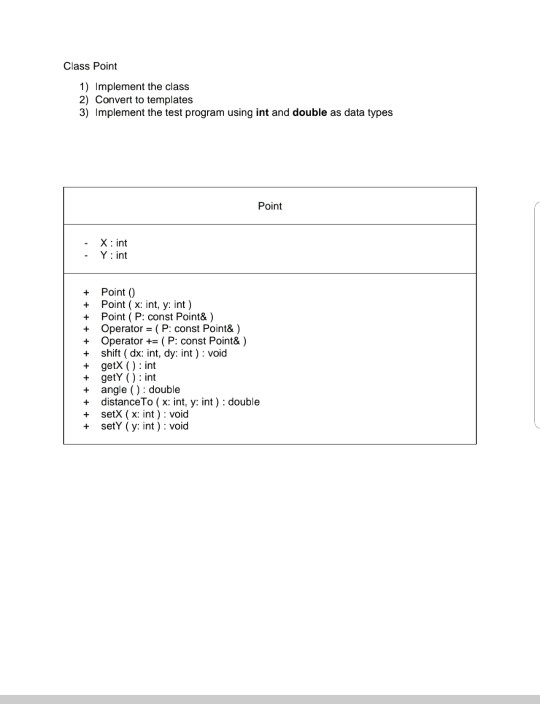 Class Point Programming Solved Class Point 1) Implement the class 2) Convert to | Chegg.com