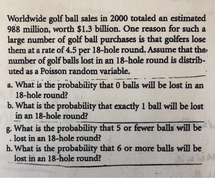Solved Worldwide golf ball sales in 2000 totaled an