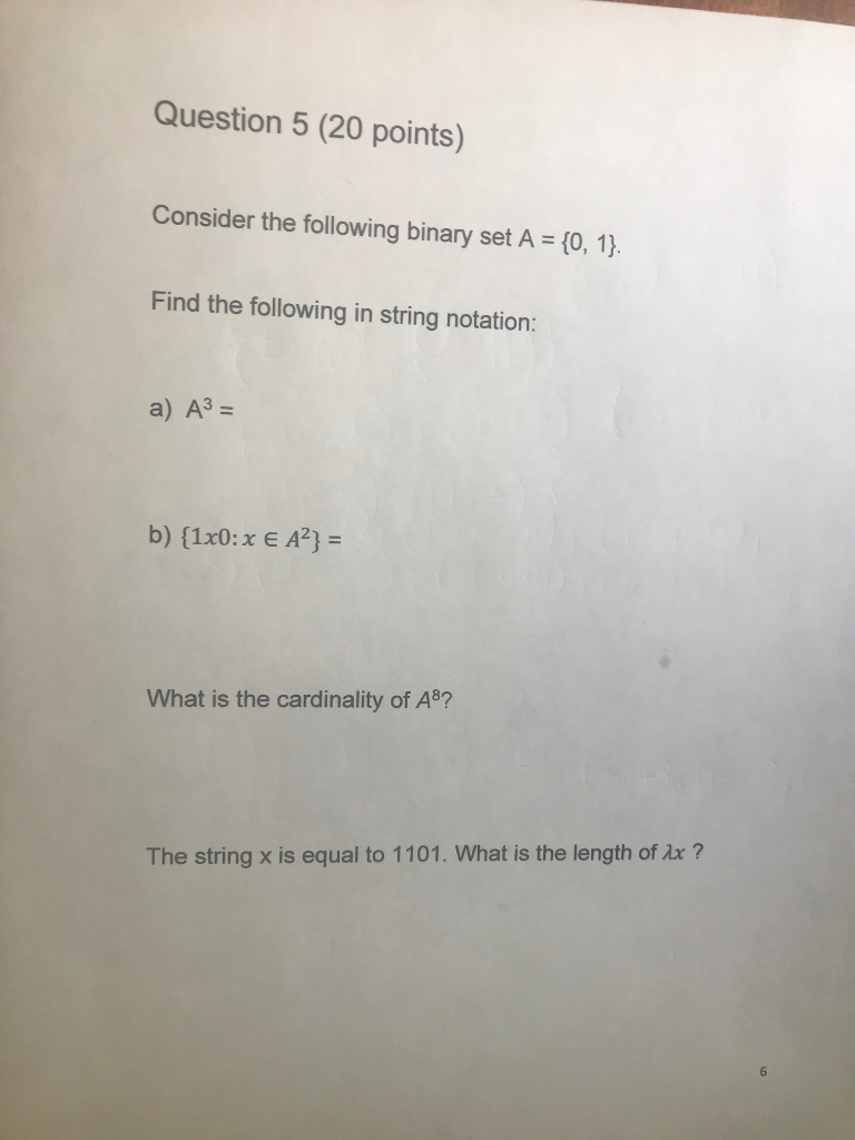 Solved Question 5 (20 points) Consider the following binary | Chegg.com