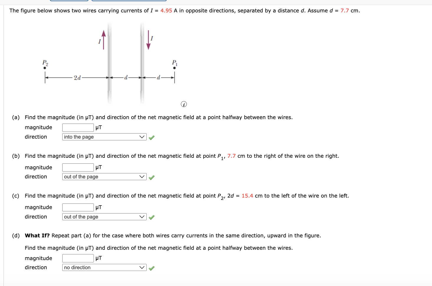 Solved The figure below shows two wires carrying currents of | Chegg.com
