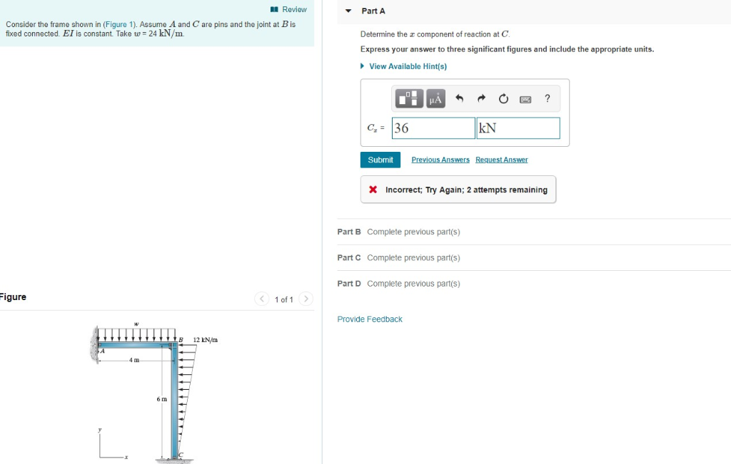 Solved Review Part A Consider the frame shown in (Figure 1). | Chegg.com