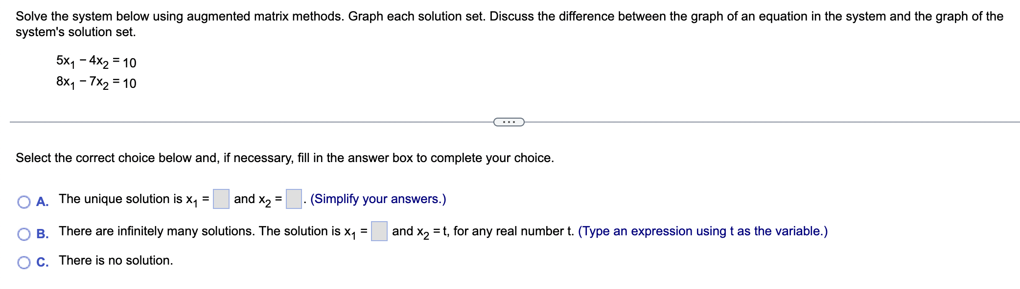 Solved Solve the system below using augmented matrix | Chegg.com