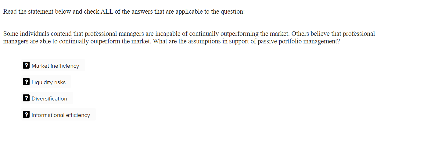 Solved Read the statement below and check ALL of the answers | Chegg.com