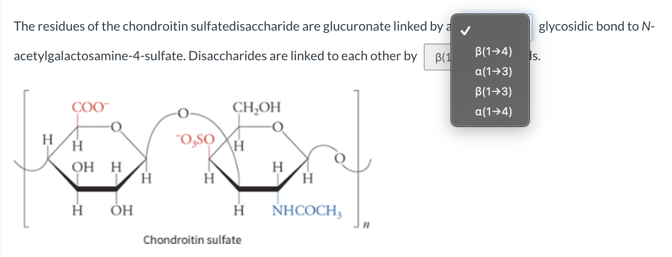 Solved The residues of the chondroitin sulfatedisaccharide