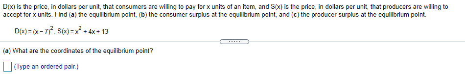 Solved (b) What is the consumer surplus at the equilibrium | Chegg.com