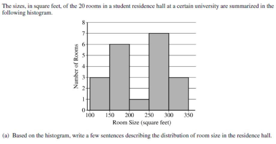 Solved The Sizes In Square Feet Of The Rooms In A Chegg Com