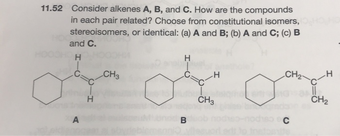 Solved Consider Alkenes A, B, And C. How Are The Compounds | Chegg.com