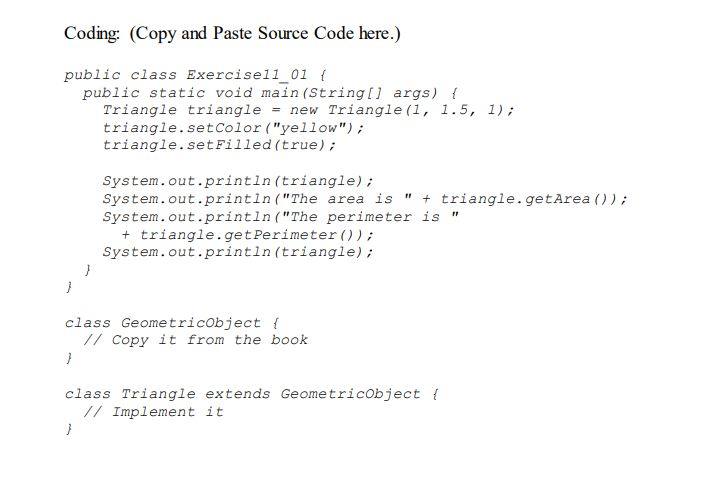 Solved Problem Description: Design a class named Triangle | Chegg.com