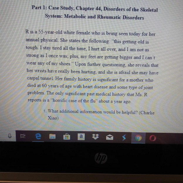 Solved Part 1: Case Study, Chapter 44, Disorders Of The | Chegg.com