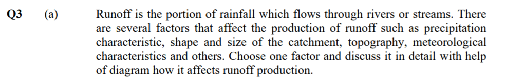 Solved Q3 (a) Runoff is the portion of rainfall which flows | Chegg.com