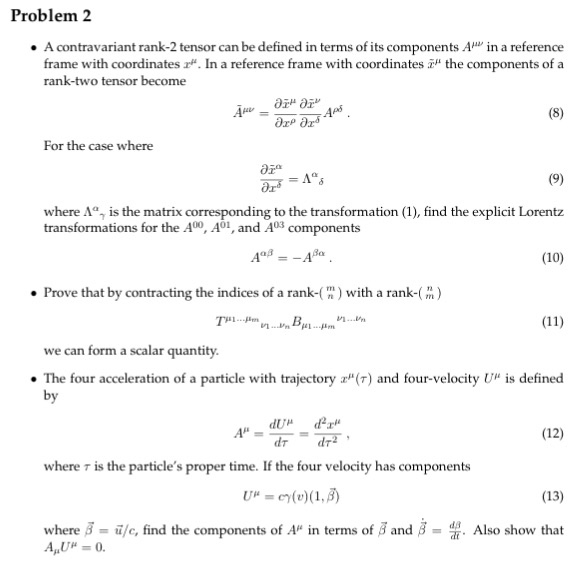 Solved Problem 2 A Contravariant Rank 2 Tensor Can Be 8988