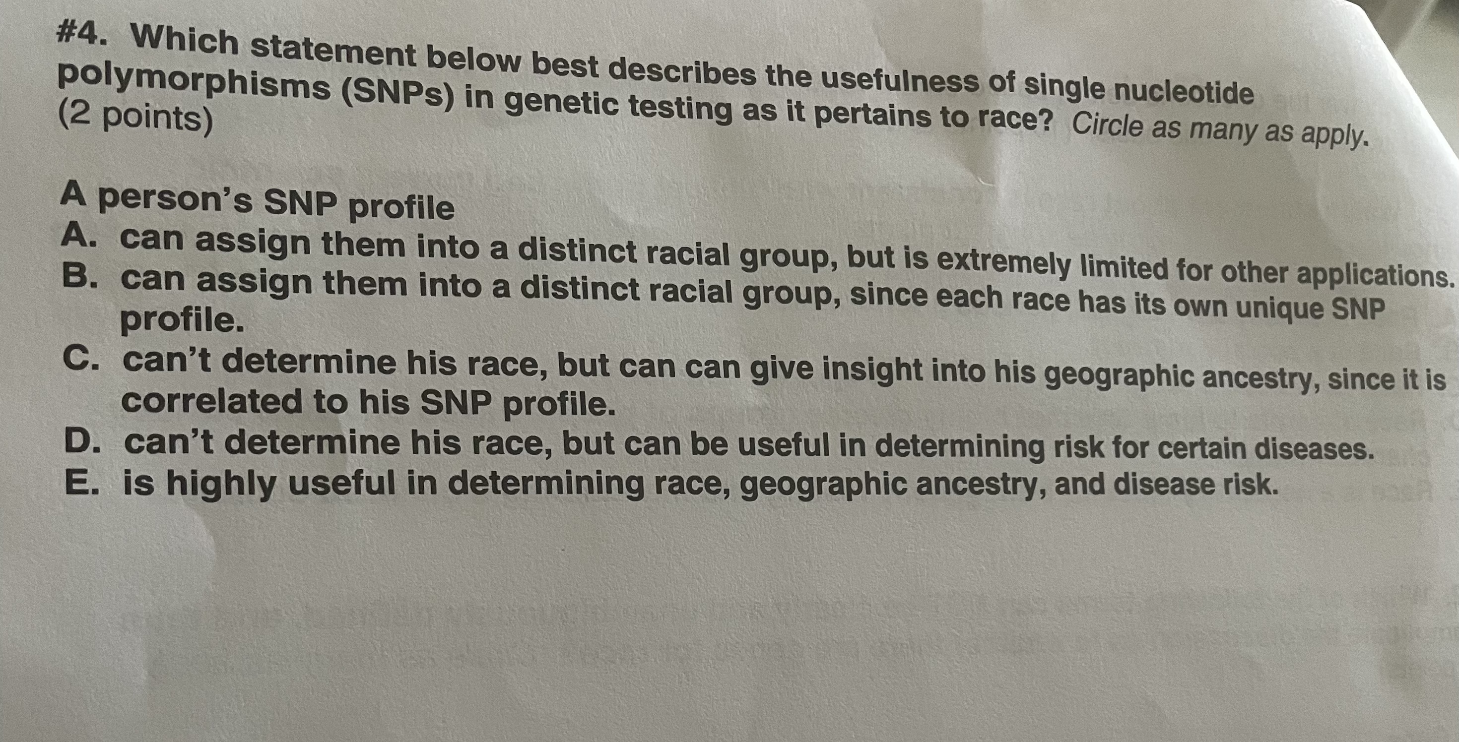 Solved \#4. Which Statement Below Best Describes The | Chegg.com