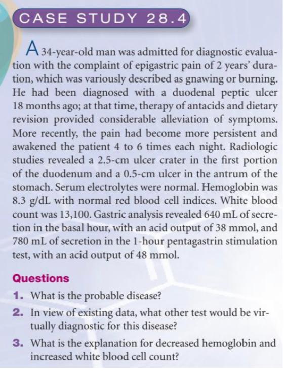 Solved CASE STUDY 28.4 A 34-year-old man was admitted for | Chegg.com