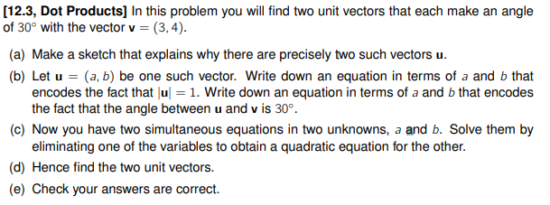 Solved [12.3, Dot Products] In this problem you will find | Chegg.com