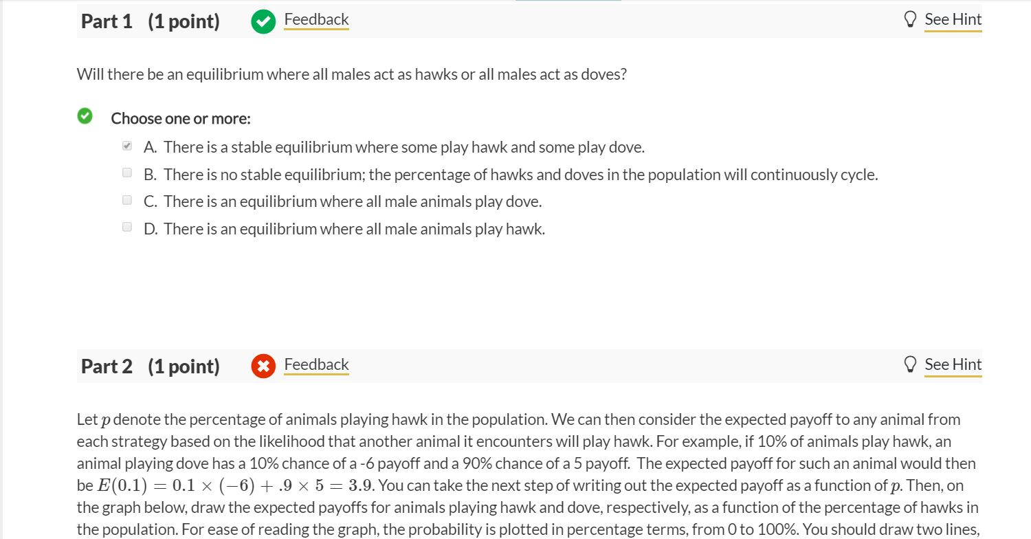 12 Question (3 points) Evolutionary game theory | Chegg.com