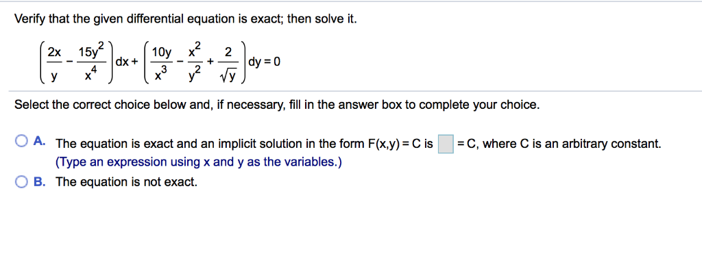 Solved Verify That The Given Differential Equation Is Exact; | Chegg.com