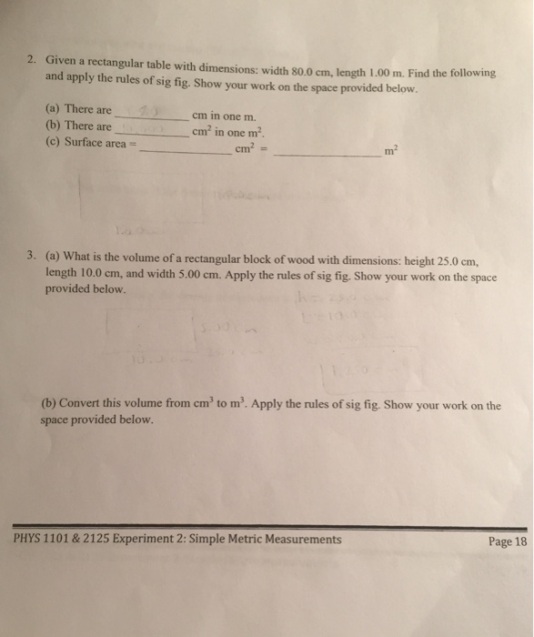 Solved 2. Given a rectangular table with dimensions: width | Chegg.com