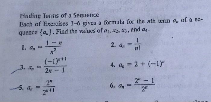 Solved Finding Terms of a Sequence Each of Exercises 1-6 | Chegg.com