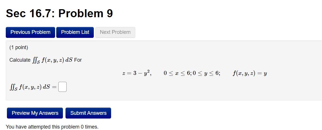 Solved Sec 16.7: Problem 9 Previous Problem Problem List | Chegg.com