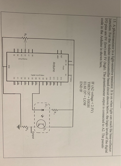 Solved 15 A phototransistor is a lightsensitive Circuit Diagram