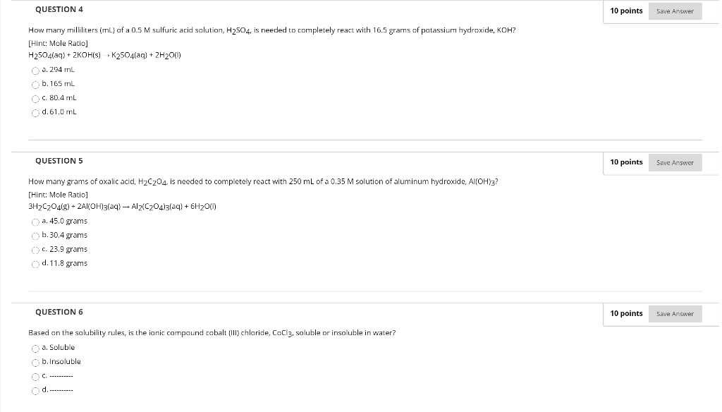 Solved QUESTION 4 10 points Save Answer How many milliliters