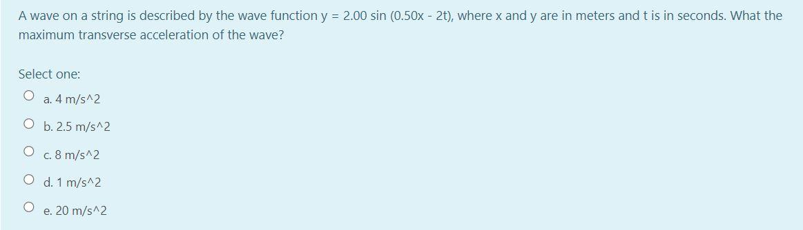 Solved A wave on a string is described by the wave function | Chegg.com