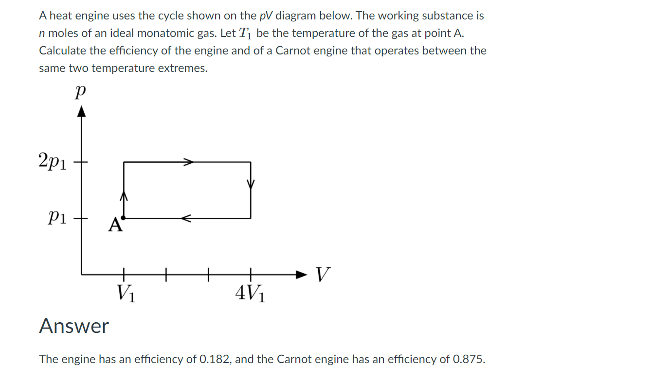 Solved A heat engine uses the cycle shown on the pV diagram | Chegg.com