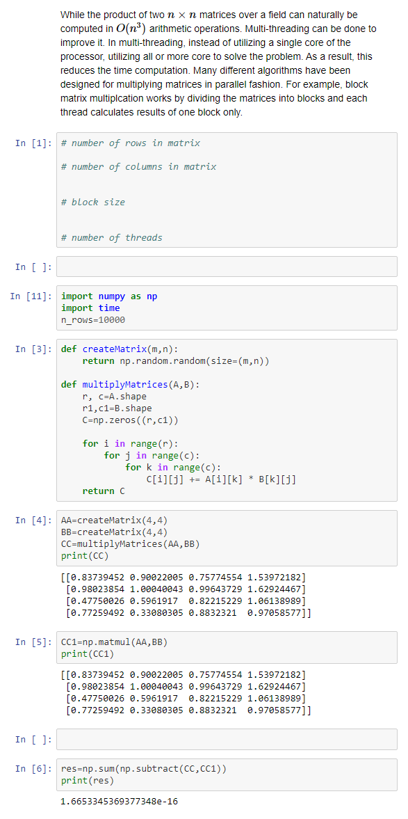 Solved Matrix multiplication is one of the most fundamental | Chegg.com