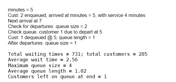 Queue simulation. Write a program that simulates a | Chegg.com