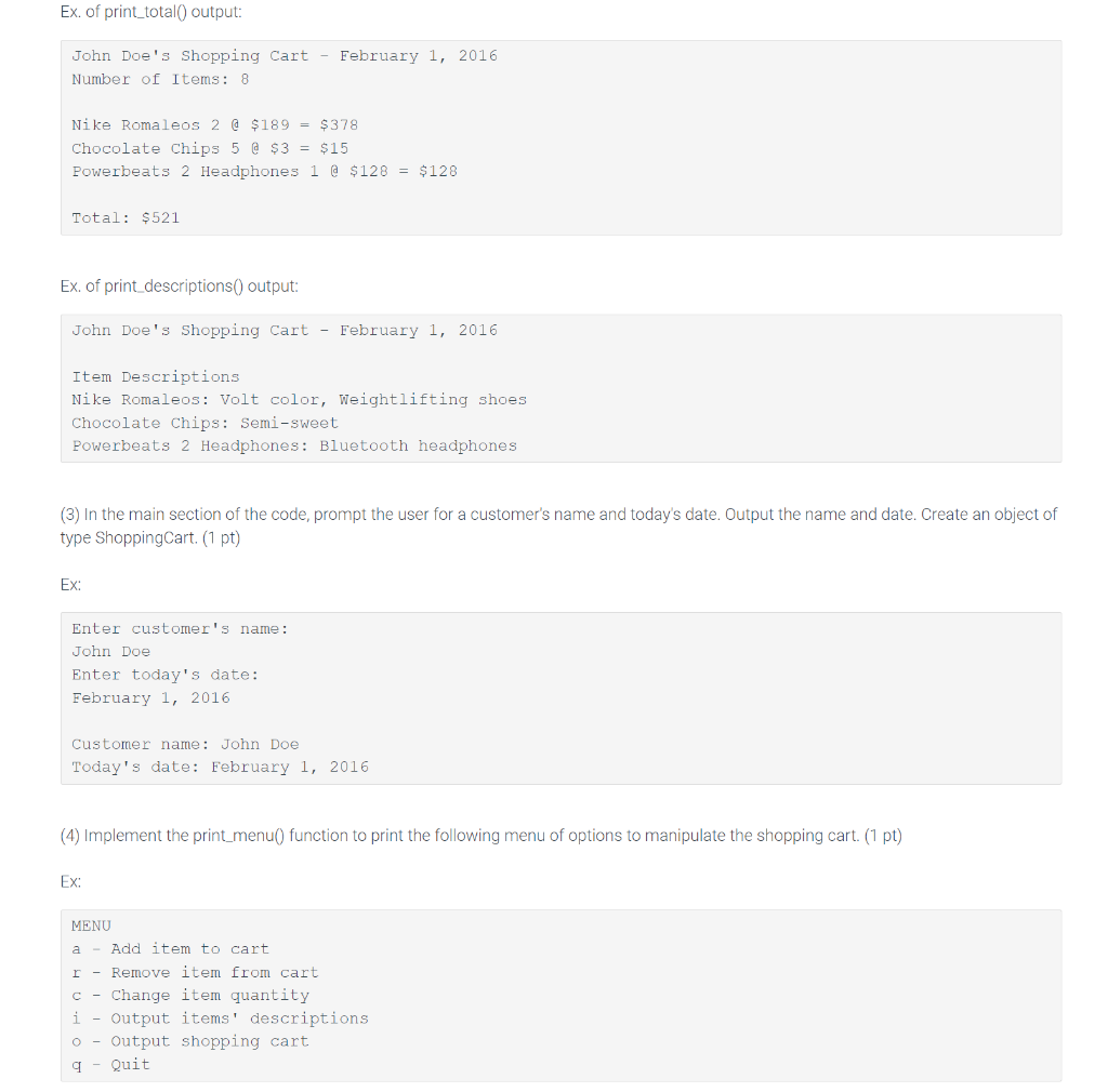Solved 7.26 LAB*: Program: Online shopping cart (Part 2) | Chegg.com