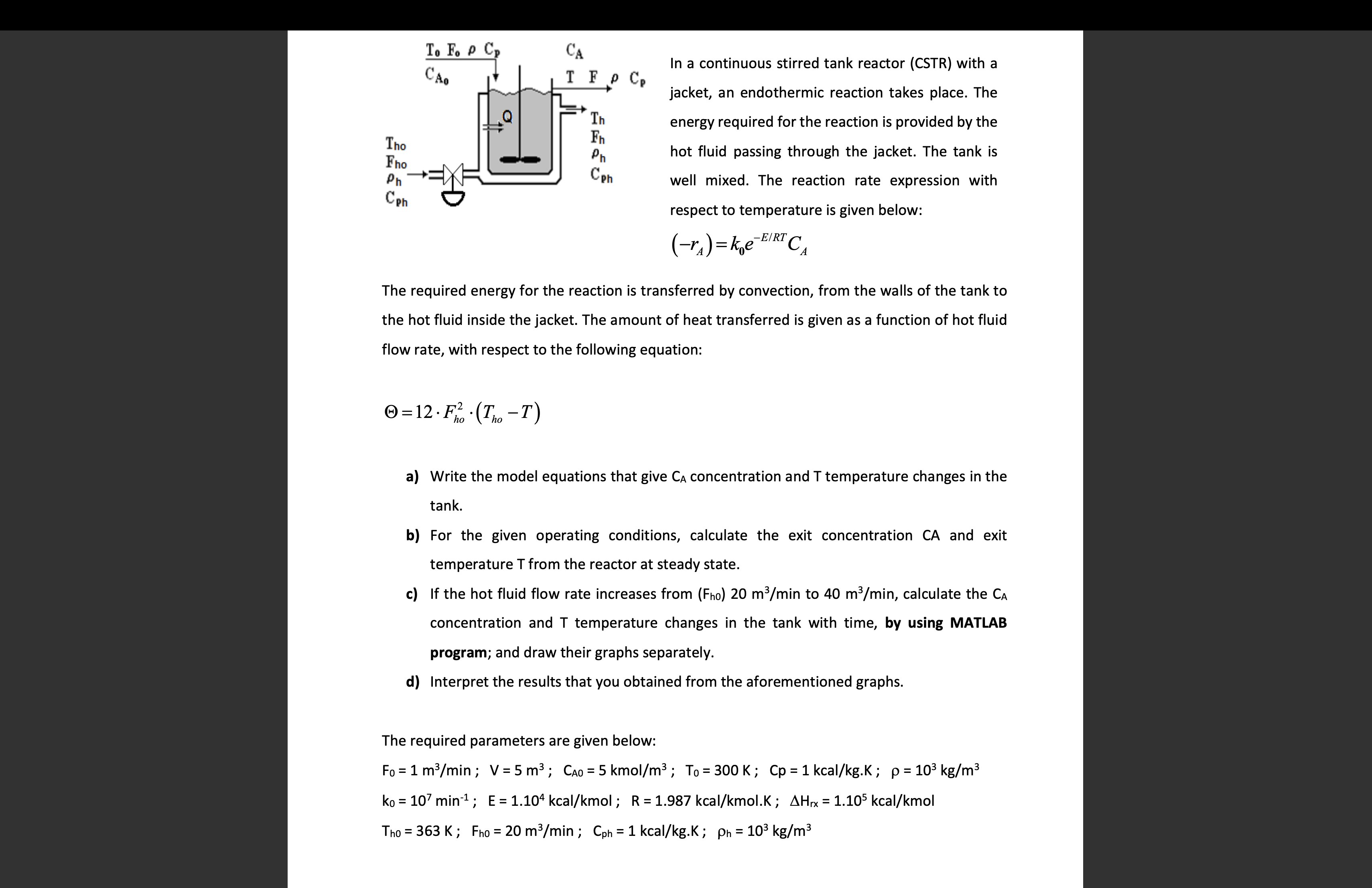 Solved In ﻿a Continuous Stirred Tank Reactor Cstr ﻿with