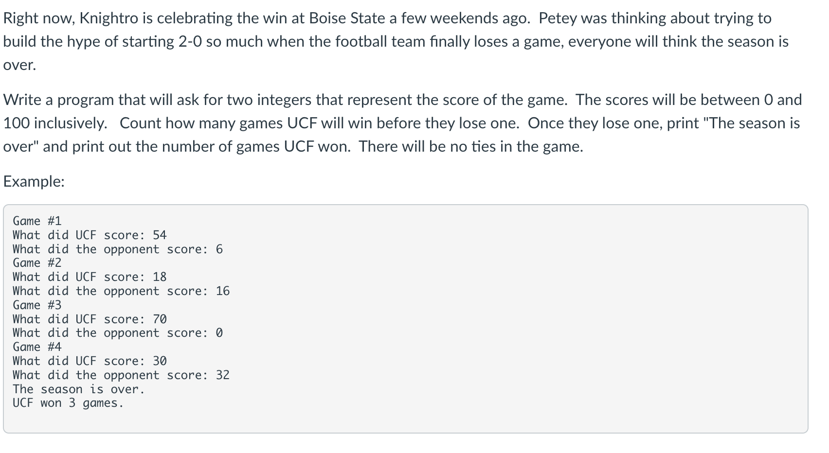 Solved Right now, Knightro is celebrating the win at Boise | Chegg.com