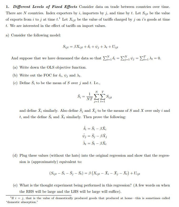 Solved 1. Different Levels of Fixed Effects Consider data on | Chegg.com