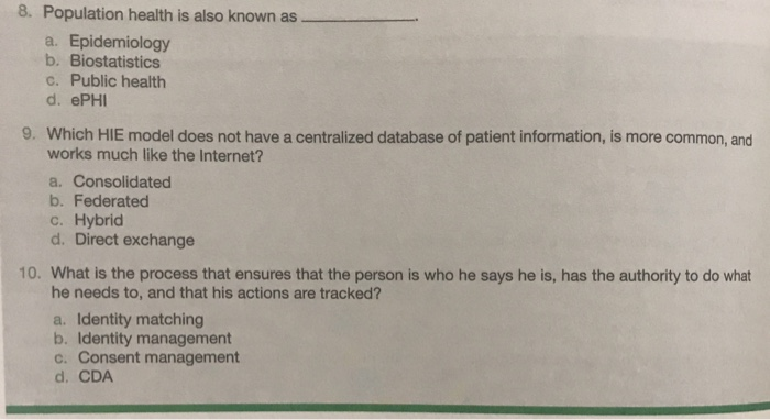 Solved 8. Population health is also known as. a. | Chegg.com