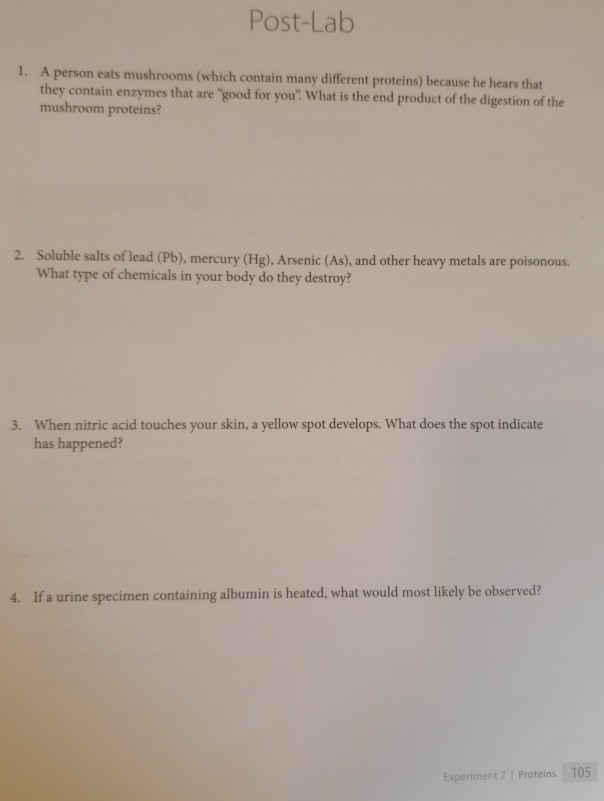 Solved Post-Lab 1. A person eats mushrooms (which contain | Chegg.com