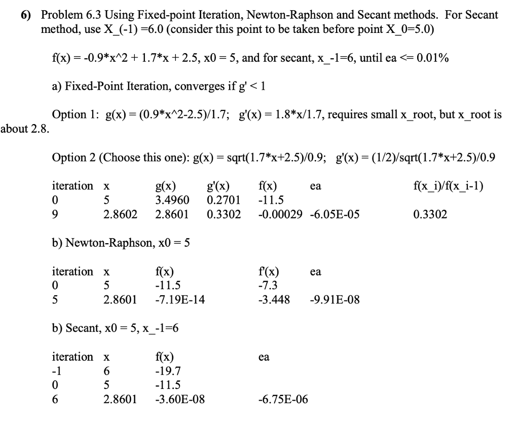 Solved 6.3 Use (a) Fixed-point Iteration And (b) The | Chegg.com