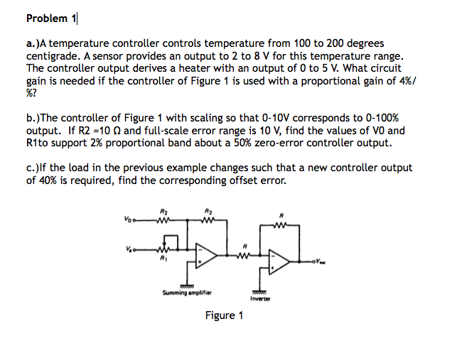 Problem 1 a.)A temperature controller controls | Chegg.com