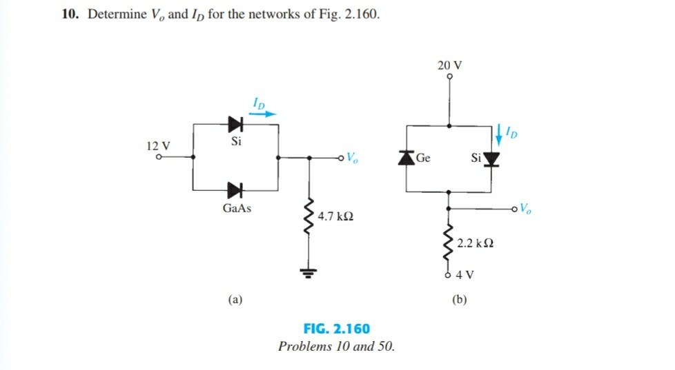 Solved 10. Determine Vo and ID for the networks of Fig.