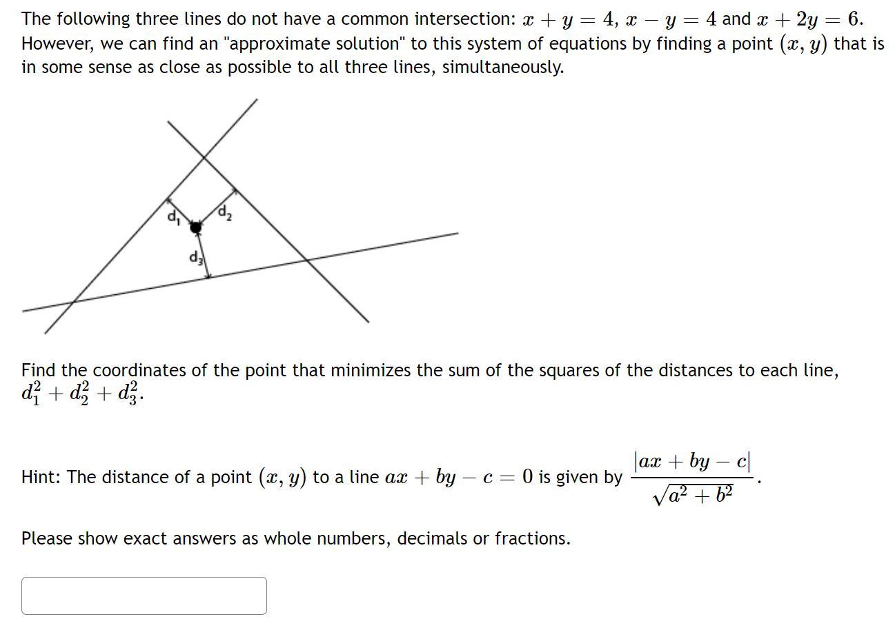 Solved The following three lines do not have a common | Chegg.com