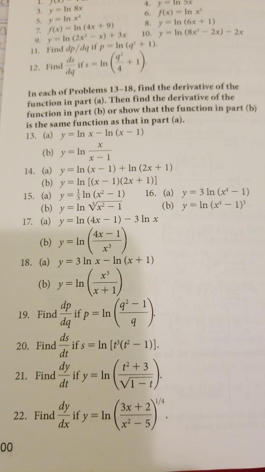 5 ln x 2 4x 4 x ln5