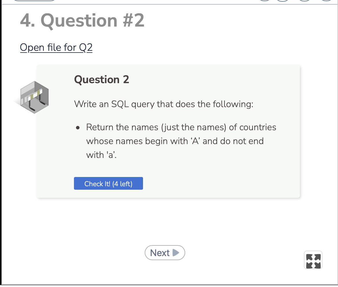 Solved Question 1 Write an SQL query that does the | Chegg.com