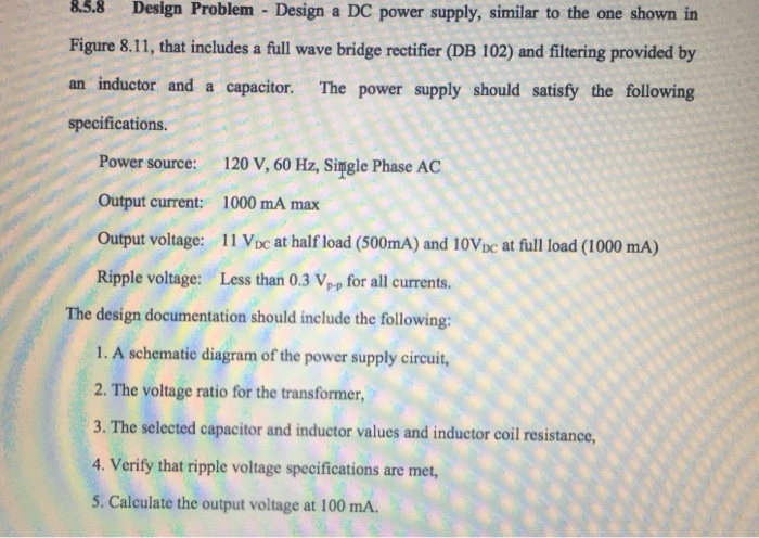 Solved 8.3.8 Design Problem Design a DC power supply, | Chegg.com