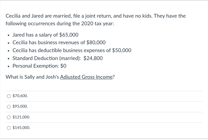 Solved Cecilia And Jared Are Married, File A Joint Return, | Chegg.com