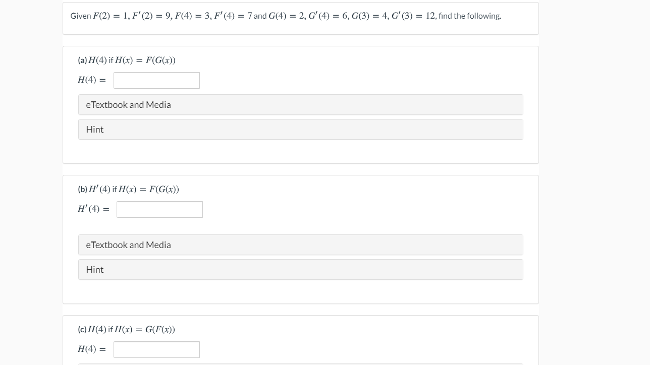 Solved Given F(2) = 1, F'(2) = 9, F(4) = 3, F'(4) = 7 and | Chegg.com
