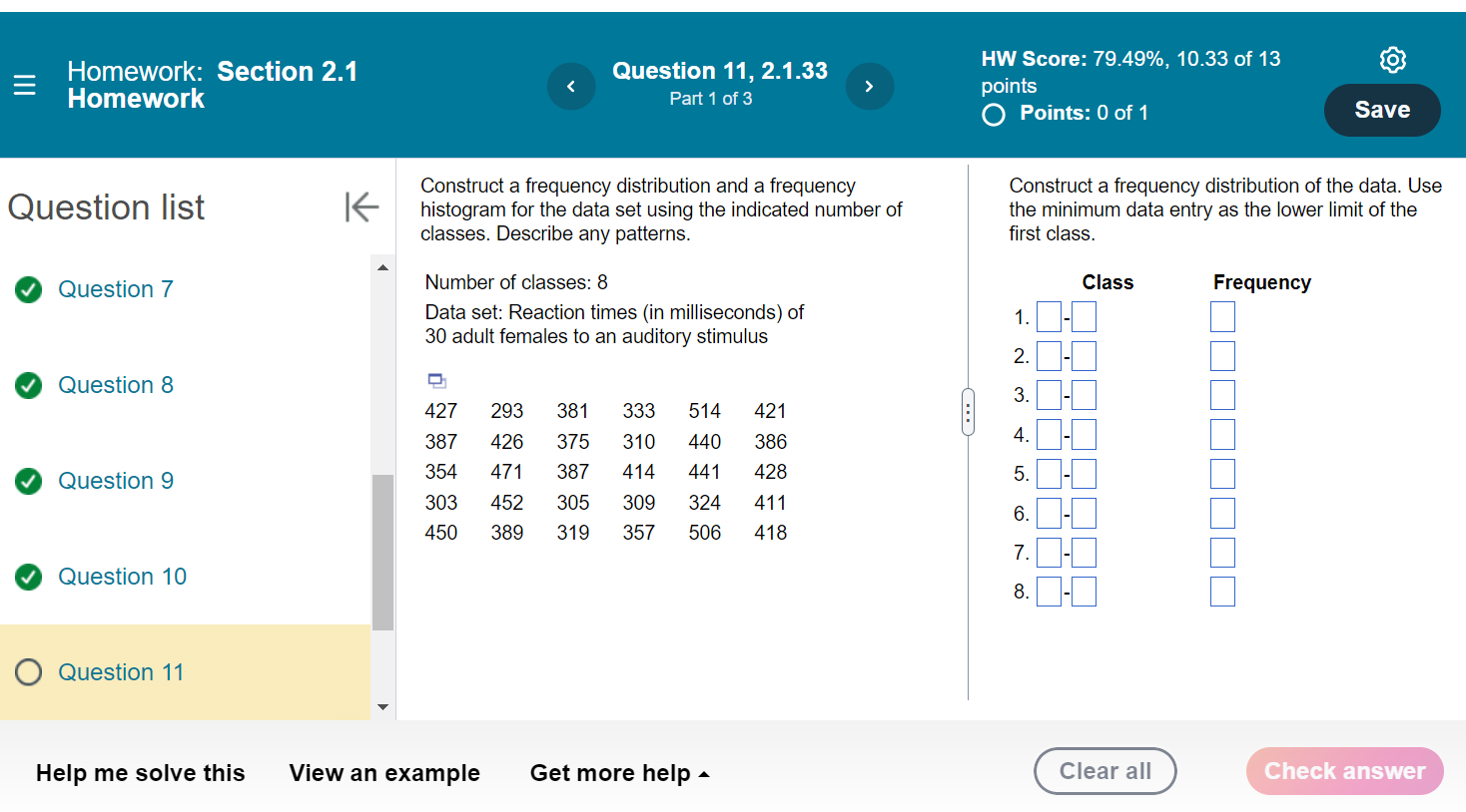 Solved 三 Homework: Section 2.1 Homework Question 11 Help me | Chegg.com